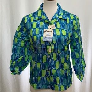 Hyanni Sport Sheena Pacific Mills Fabrics Vintage Button Up 3/4 Push Up Sleeve